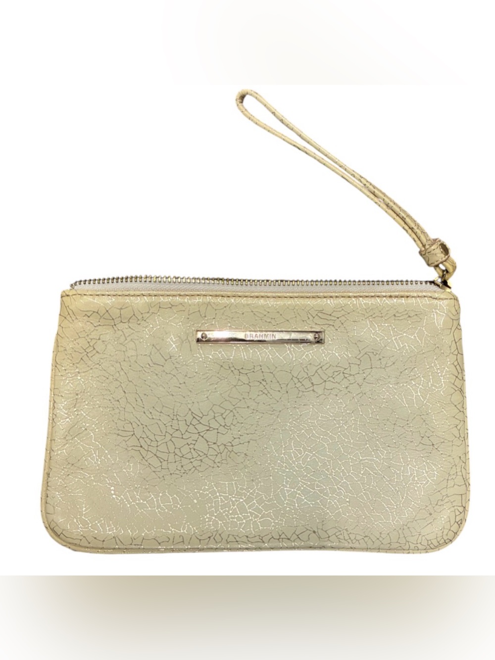 Brahmin Leather Gold Crackle Wristlet Clutch -